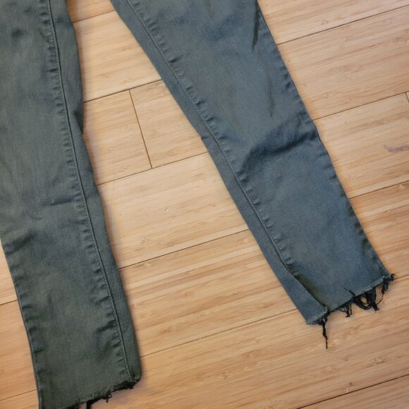 Free People Skinny Ankle Light Green Ripped Cropped Stretch Pants Jeans Size 28. - Picture 4 of 5